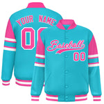 Custom Sky Blue Varsity Full-Snap Color Block Letterman Jacket | BuyFootballJersey