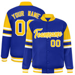 Custom Royal Varsity Full-Snap Color Block Letterman Jacket | BuyFootballJersey