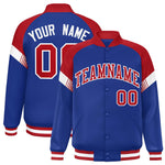 Custom Royal Red-White Varsity Full-Snap Color Block Letterman Jacket | BuyFootballJersey
