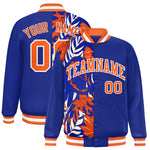 Custom Royal Varsity Full-Snap Flower Pattern Letterman Two Tone Split Fashion Jacket | BuyFootballJersey