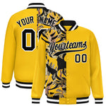 Custom Yellow Varsity Full-Snap Flower Pattern Letterman Two Tone Split Fashion Jacket | BuyFootballJersey