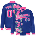Custom Royal Varsity Full-Snap Flower Pattern Letterman Two Tone Split Fashion Jacket | BuyFootballJersey