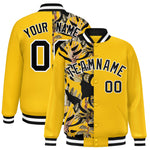 Custom Yellow Varsity Full-Snap Flower Pattern Letterman Two Tone Split Fashion Jacket | BuyFootballJersey