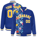 Custom Royal Varsity Full-Snap Flower Pattern Letterman Two Tone Split Fashion Jacket | BuyFootballJersey