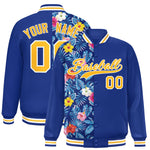 Custom Royal Varsity Full-Snap Flower Pattern Letterman Two Tone Split Fashion Jacket | BuyFootballJersey