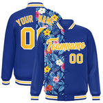 Custom Royal Varsity Full-Snap Flower Pattern Letterman Two Tone Split Fashion Jacket | BuyFootballJersey