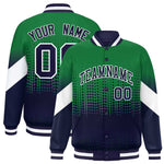Custom Kelly Green Navy Gradient Varsity Full-Snap Polka Dot Pattern Letterman Baseball Jacket | BuyFootballJersey