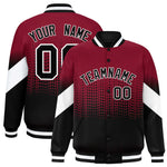 Custom Crimson Black Gradient Varsity Full-Snap Polka Dot Pattern Letterman Baseball Jacket | BuyFootballJersey