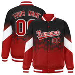 Custom Black Red Gradient Varsity Full-Snap Polka Dot Pattern Letterman Baseball Jacket | BuyFootballJersey