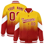 Custom Gold Red Gradient Varsity Full-Snap Polka Dot Pattern Letterman Baseball Jacket | BuyFootballJersey