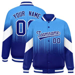 Custom Powder Blue Royal Gradient Varsity Full-Snap Polka Dot Pattern Letterman Baseball Jacket | BuyFootballJersey