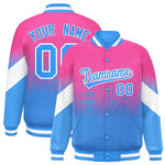 Custom Pink Powder Blue Gradient Varsity Full-Snap Polka Dot Pattern Letterman Baseball Jacket | BuyFootballJersey