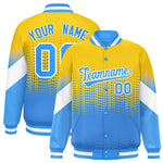 Custom Gold Powder Blue Gradient Varsity Full-Snap Polka Dot Pattern Letterman Baseball Jacket | BuyFootballJersey