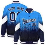 Custom Powder Blue Navy Gradient Varsity Full-Snap Polka Dot Pattern Letterman Baseball Jacket | BuyFootballJersey