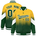 Custom Gold Green Gradient Varsity Full-Snap Polka Dot Pattern Letterman Baseball Jacket | BuyFootballJersey