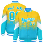 Custom Gold Sky Blue Gradient Varsity Full-Snap Polka Dot Pattern Letterman Baseball Jacket | BuyFootballJersey