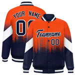 Custom Orange Navy Gradient Varsity Full-Snap Polka Dot Pattern Letterman Baseball Jacket | BuyFootballJersey