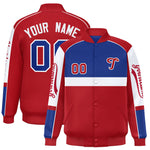 Custom Royal Red Varsity Full-Snap Raglan Sleeves Letterman Jacket | BuyFootballJersey
