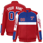 Custom Royal Red Varsity Full-Snap Raglan Sleeves Letterman Jacket | BuyFootballJersey