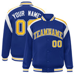 Custom Royal Varsity Full-Snap Color Block Letterman Jacket | BuyFootballJersey