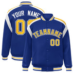 Custom Royal Varsity Full-Snap Color Block Letterman Jacket | BuyFootballJersey
