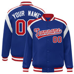 Custom Royal Varsity Full-Snap Color Block Letterman Jacket | BuyFootballJersey