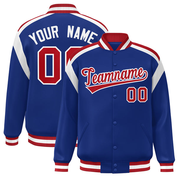 Custom Royal Varsity Full-Snap Color Block Letterman Jacket | BuyFootballJersey