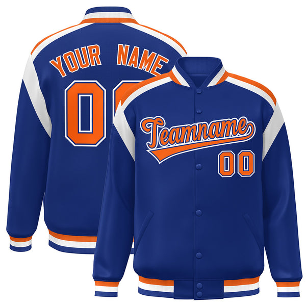 Custom Royal Varsity Full-Snap Color Block Letterman Jacket | BuyFootballJersey