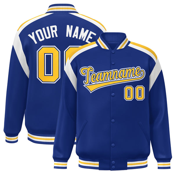 Custom Royal Varsity Full-Snap Color Block Letterman Jacket | BuyFootballJersey