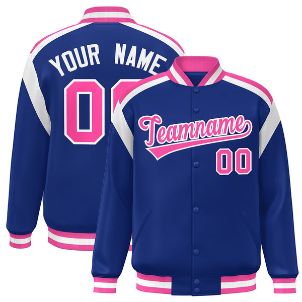 Custom Royal Varsity Full-Snap Color Block Letterman Jacket | BuyFootballJersey