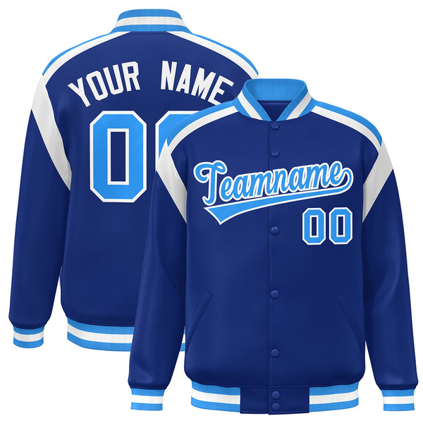 Custom Royal Varsity Full-Snap Color Block Letterman Jacket | BuyFootballJersey