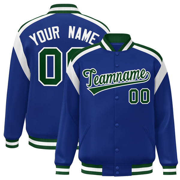 Custom Royal Varsity Full-Snap Color Block Letterman Jacket | BuyFootballJersey