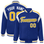 Custom Royal Varsity Full-Snap Color Block Letterman Jacket | BuyFootballJersey