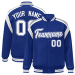 Custom Royal Varsity Full-Snap Color Block Letterman Jacket | BuyFootballJersey