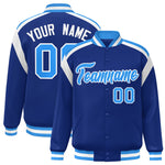 Custom Royal Varsity Full-Snap Color Block Letterman Jacket | BuyFootballJersey