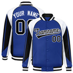 Custom Royal White Varsity Full-Snap Personalized Raglan Sleeves Color Block Letterman Jacket | BuyFootballJersey