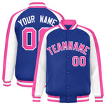 Custom Royal White Varsity Full-Snap Color Block Personalized Raglan Sleeves Letterman Jacket | BuyFootballJersey