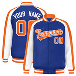 Custom Royal White Varsity Full-Snap Color Block Personalized Raglan Sleeves Letterman Jacket | BuyFootballJersey