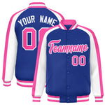 Custom Royal White Varsity Full-Snap Color Block Personalized Raglan Sleeves Letterman Jacket | BuyFootballJersey