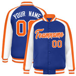 Custom Royal White Varsity Full-Snap Color Block Personalized Raglan Sleeves Letterman Jacket | BuyFootballJersey