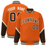 Custom Orange Brown Varsity Full-Snap Color Block Letterman Baseball Jacket | BuyFootballJersey