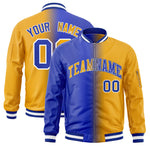 Custom Royal Yellow Full-Zip Gradient Fashion Letterman Bomber Jacket | BuyFootballJersey