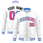 Custom White Full-Zip Gradient Fashion Letterman Bomber Jacket | BuyFootballJersey