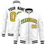 Custom White Full-Zip Gradient Fashion Letterman Bomber Jacket | BuyFootballJersey