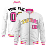 Custom White Full-Zip Gradient Fashion Letterman Bomber Jacket | BuyFootballJersey