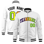 Custom White Full-Zip Gradient Fashion Letterman Bomber Jacket | BuyFootballJersey