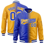 Custom Royal Yellow Full-Zip Gradient Fashion Letterman Bomber Jacket | BuyFootballJersey