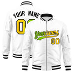 Custom White Full-Zip Gradient Fashion Letterman Bomber Jacket | BuyFootballJersey