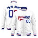 Custom White Full-Zip Gradient Fashion Letterman Bomber Jacket | BuyFootballJersey