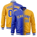 Custom Royal Yellow Full-Zip Gradient Fashion Letterman Bomber Jacket | BuyFootballJersey